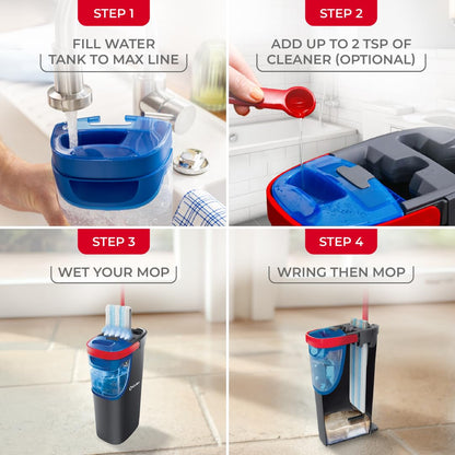 Dual Tank Spray Mop System Reusable Microfiber 3 Refills