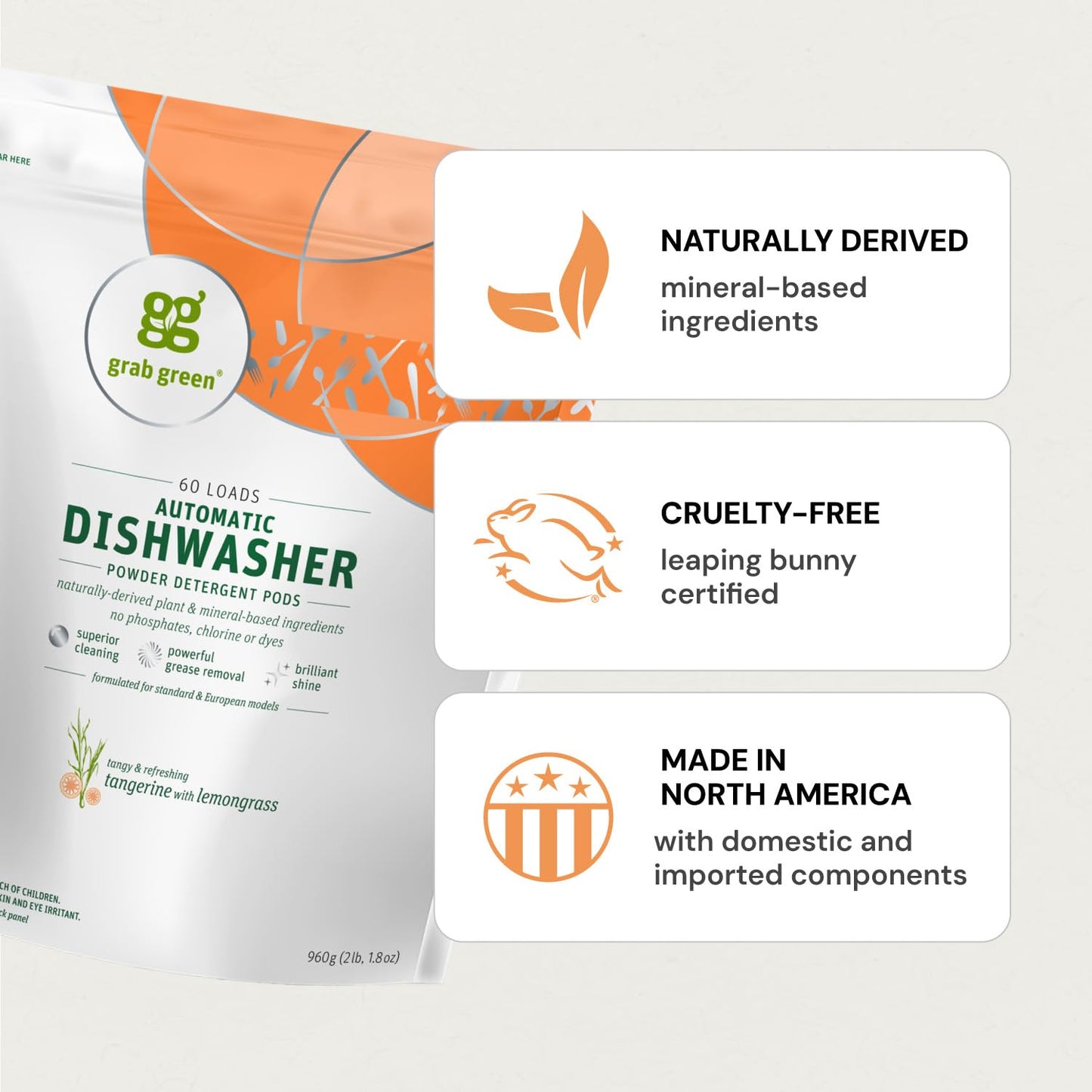 Natural Dishwasher Pods Enzyme Plant Based Tangerine Lemongrass