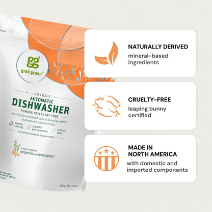 Natural Dishwasher Pods Enzyme Plant Based Tangerine Lemongrass