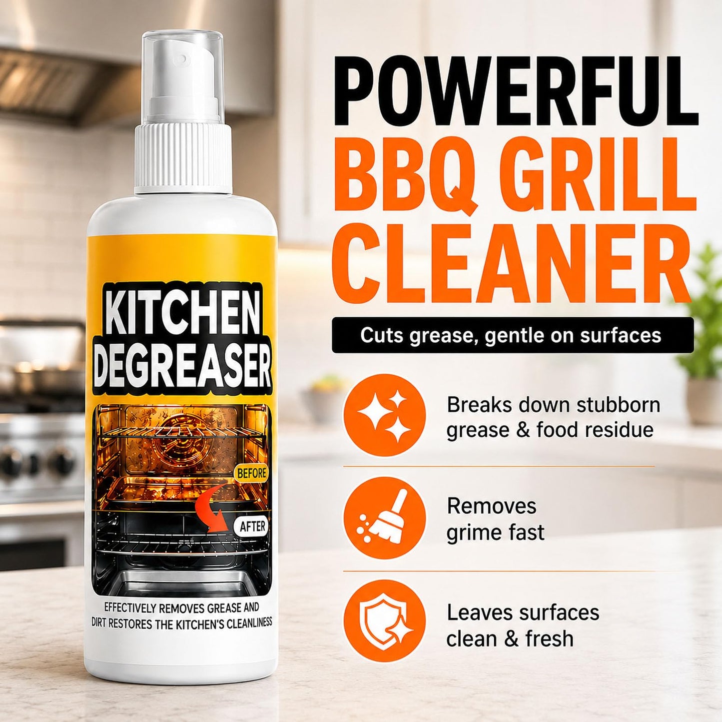 Grill Cleaner Spray Heavy Duty Kitchen Degreaser BBQ Oven Stove