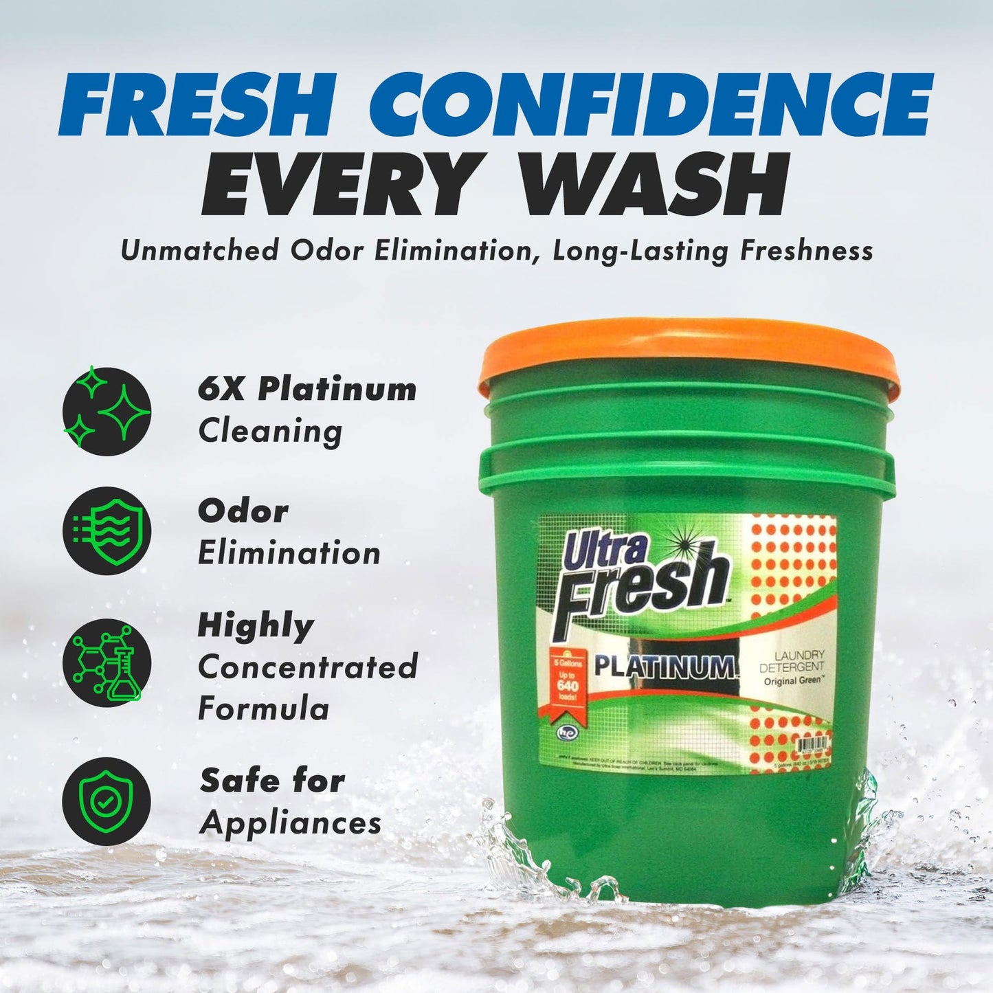 Liquid Laundry Detergent 3X Platinum 5 Gallon Original Scent