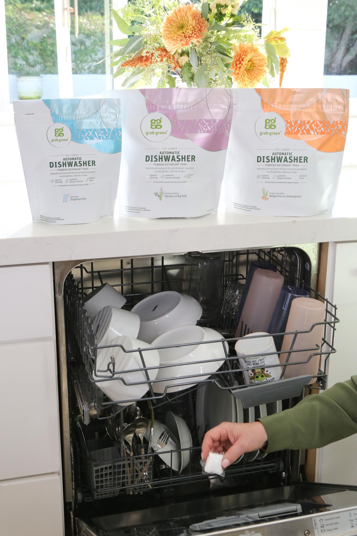 Natural Dishwasher Pods Enzyme Plant Based Tangerine Lemongrass