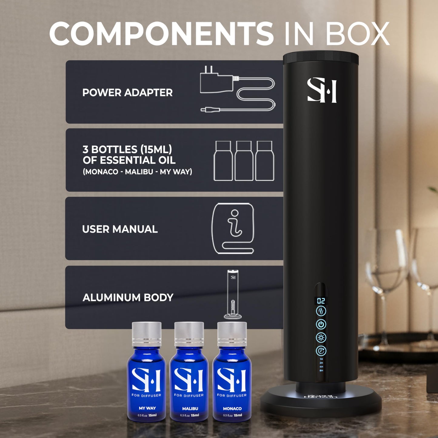 Waterless Hotel Scent Diffuser Tower Luxury Home Set