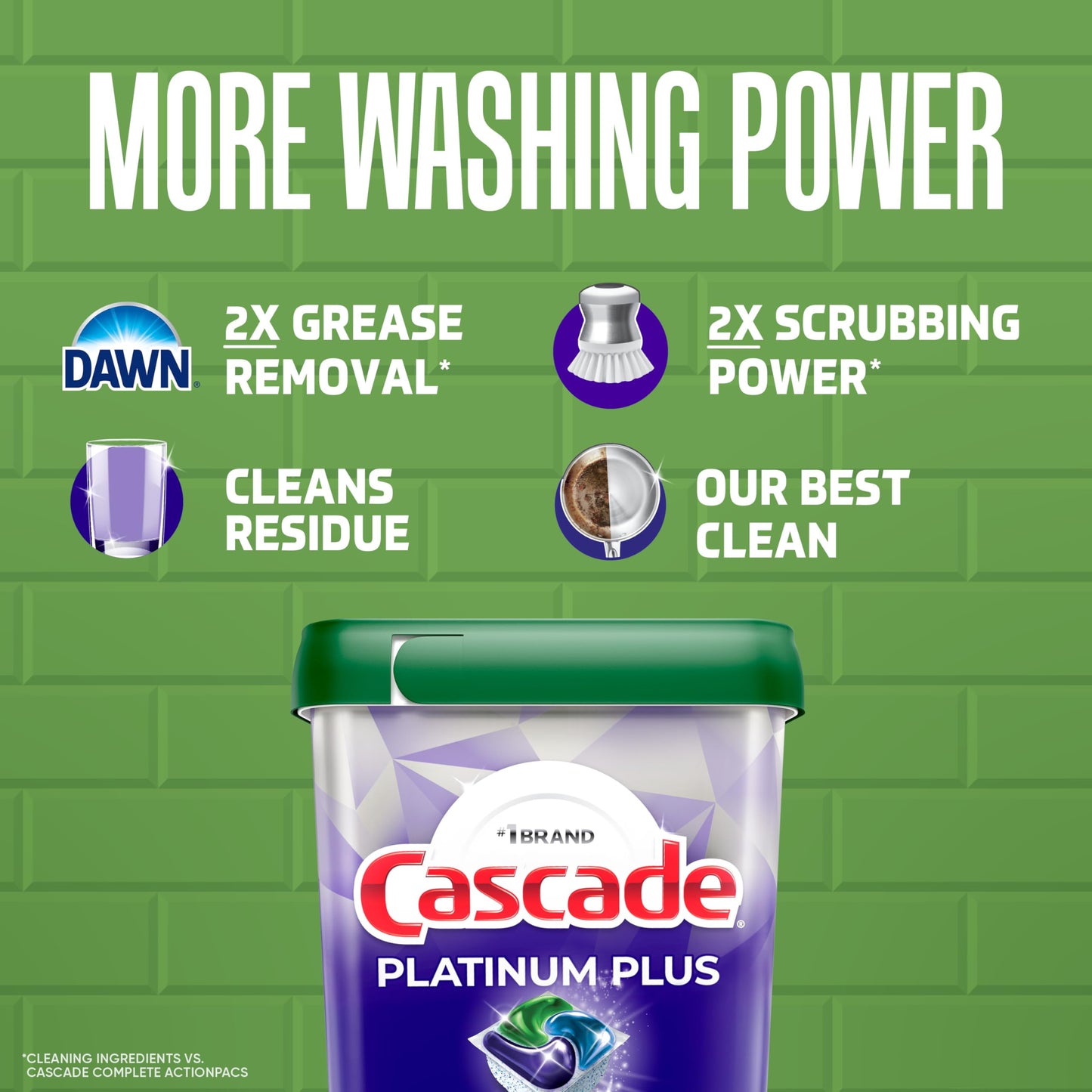 Dishwasher Pods Platinum Plus Clean Scent 62 Count